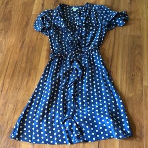 Anthropologie lil silk polka dot fit flare